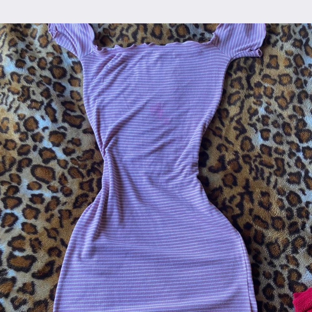 Pink and White Striped Top with Ruffle Detail